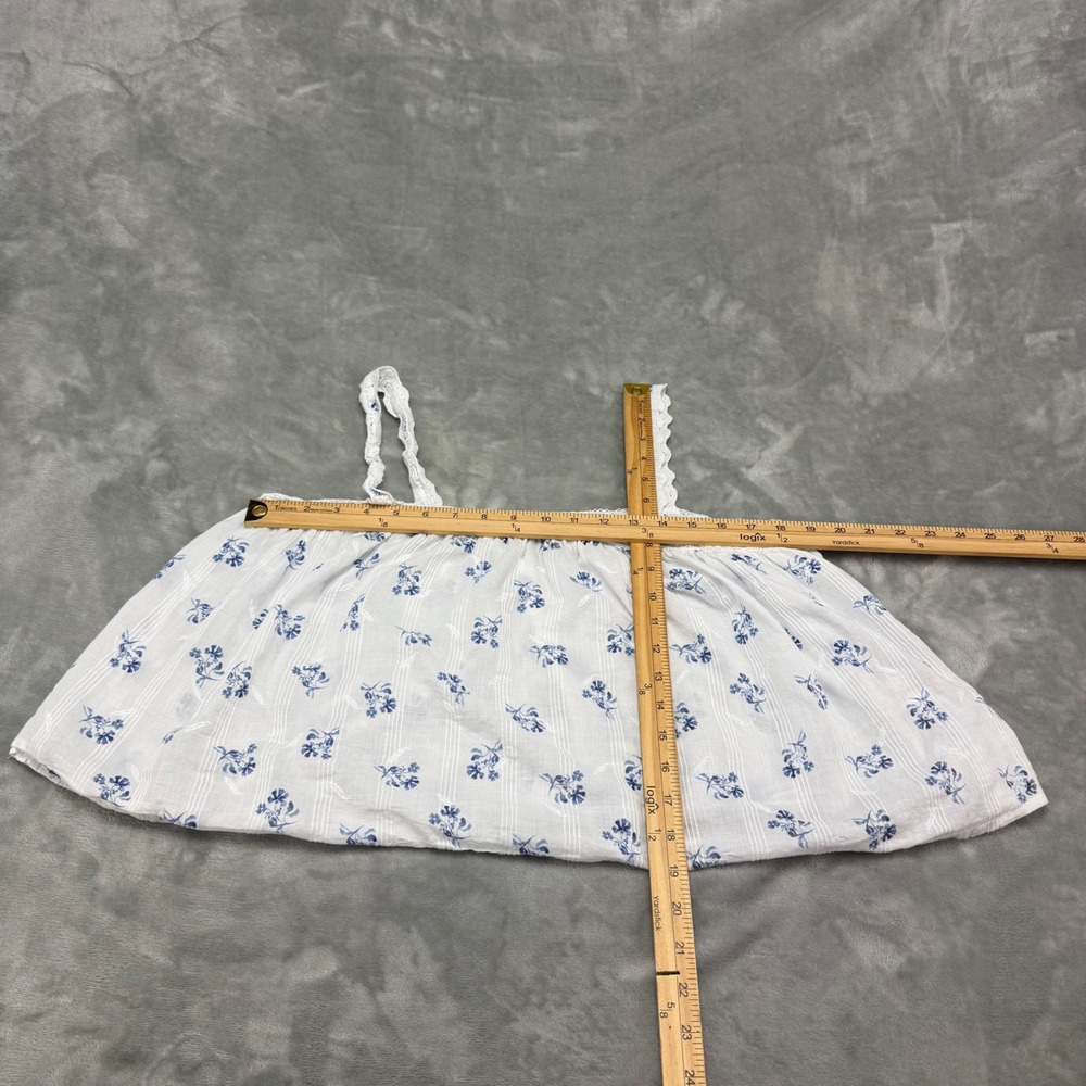 Joie White Blue Floral Print Lace Trim Cami Tank Top Womens M - Picture 6 of 7